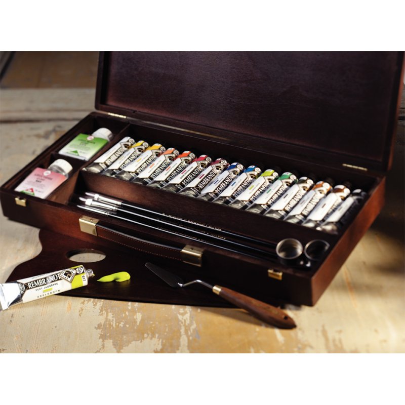 Royal Talens Rembrandt professional acrylic paint box, 15 tubes of 40 ml, wooden case